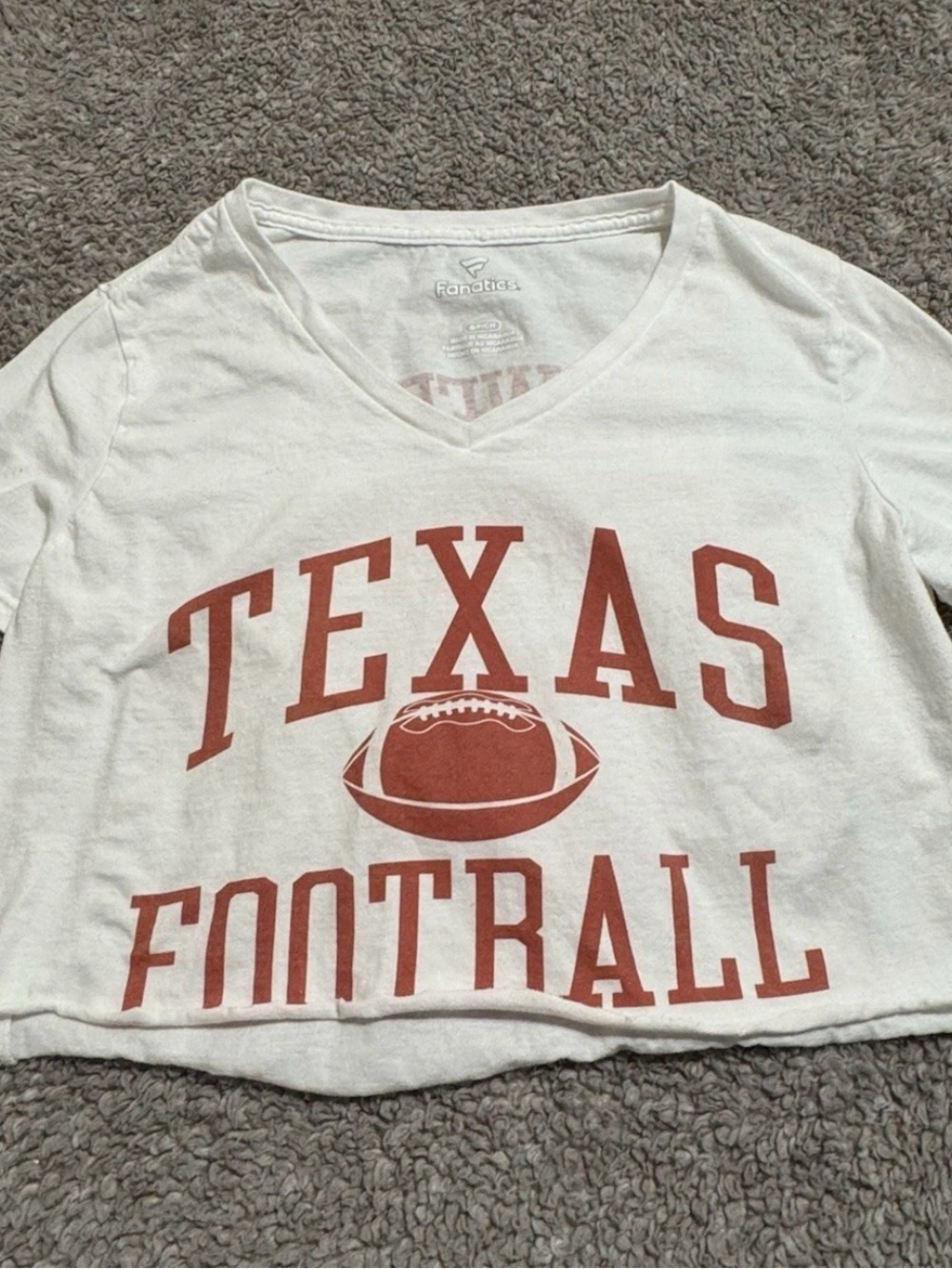 Fanatics Texas Longhorns Football Ewers #3 Women's V-Neck cropped Shirt White S
